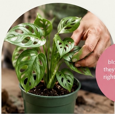 Hands gently tending a healthy green houseplant